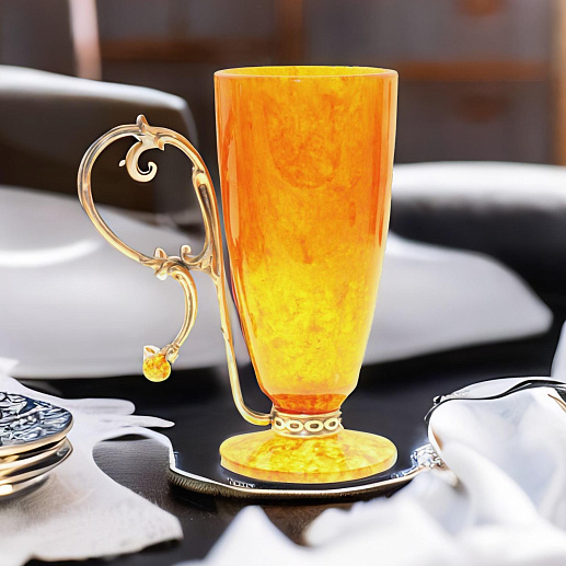 Подарочный бокал для пунша из камня (янтарь)